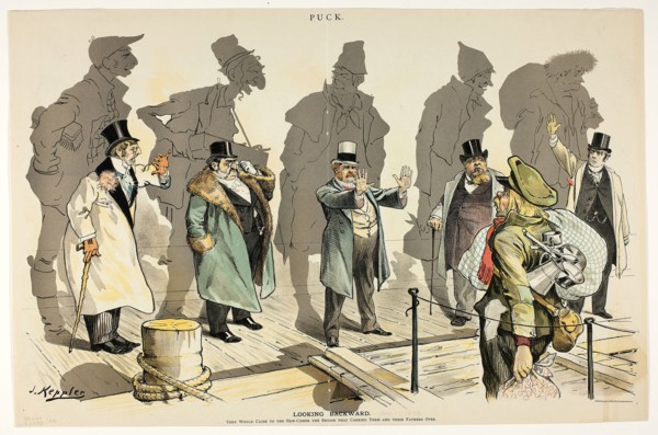 Looking Backward, from Puck, n.d., Joseph Keppler, American, 1838-1894, United States, Color