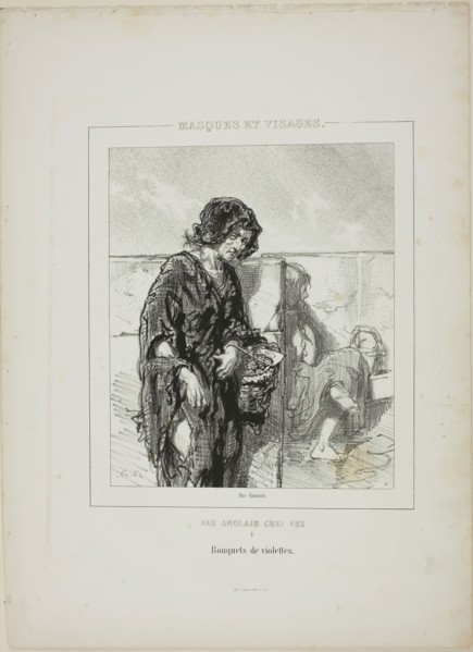 Les anglais chez eux: Bouquets de violettes., 1852, Paul Gavarni, French, 1804-1866, France,