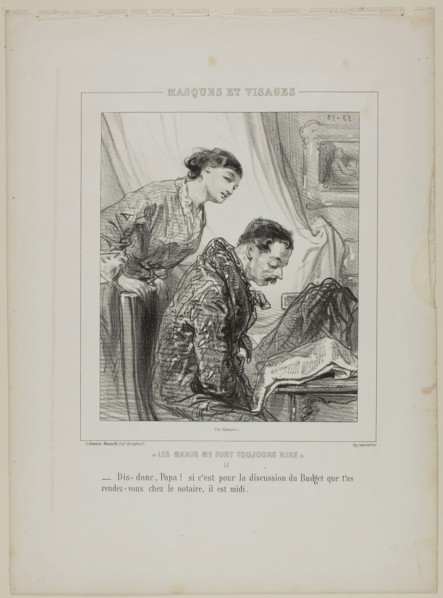 Say-So, Papa!, from Masques et Visages, 1853, Paul Gavarni, French, 1804-1866, France, Lithograph
