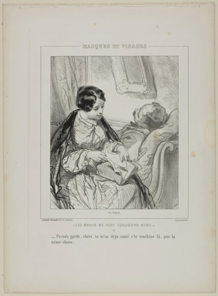 Les maris me font toujours rire: Prends garde, chéri.., 1853, Paul Gavarni, French, 1804-1866,