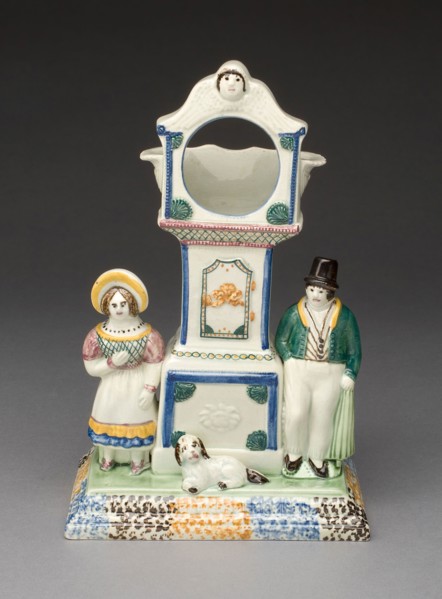 Watch Holder, c. 1830, England, Staffordshire, Staffordshire, Glazed earthenware with polychrome