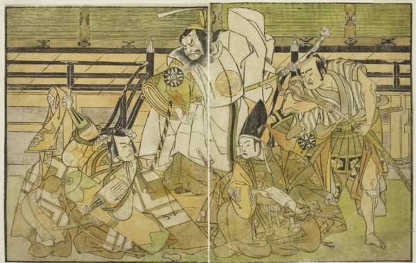 The Actors Nakamura Denkuro II as Seno-o Taro, Ichikawa Komazo II as Yorimasa, Nakamura Nakazo I as