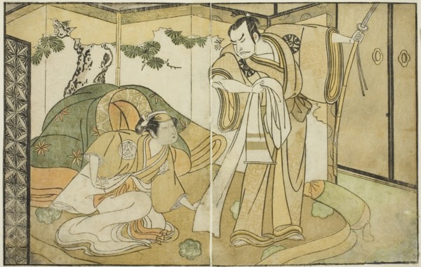 The Actors Nakamura Nakazo I as Taira no Kiyomori (right), and Yamashita Kinsaku II as Tokiwa Gozen