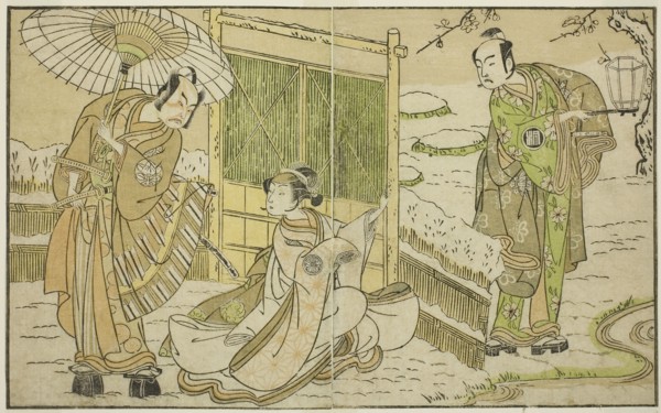 The Actors Arashi Sangoro II as Minamoto no Yoritomo (right), Segawa Kikunojo II as Yuki Onna