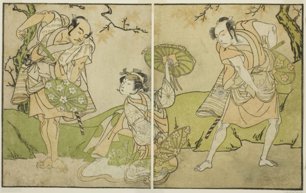 The Actors Ichikawa Somegoro (right), Segawa Kikunojo II (center), and Bando Sampachi (left), in