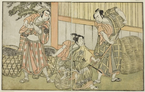 The Actors Kasaya Matakuro II as Hagun Taro (right), Ichikawa Monnosuke II as Izutsu no Suke