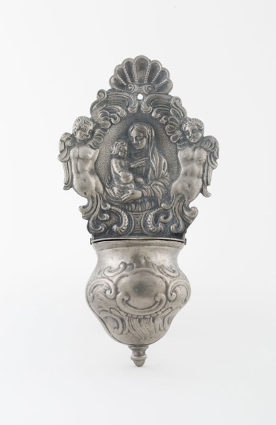 Holy Water Stoup (Bénitier), 18th century, Possibly Flanders, Flanders, Pewter, 23.5 × 12.7 × 4.5