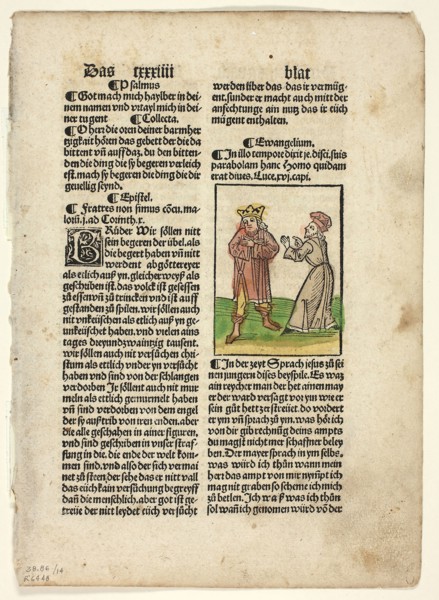 The Parable of the Unjust Steward from Plenarium, Plate 14 from Woodcuts from Books of the 15th
