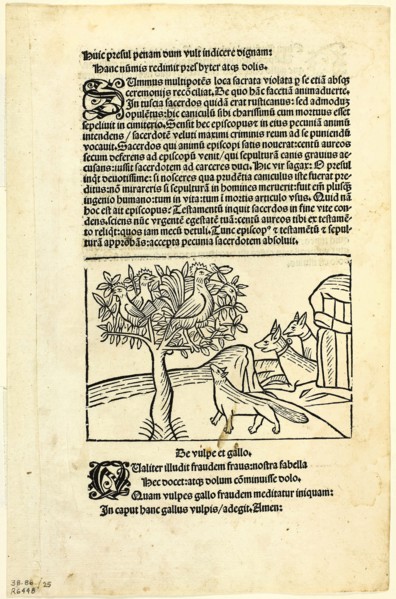 The Fox and the Rooster from Fabulae et Vita (Fables and Life), Plate 25 from Woodcuts from Books