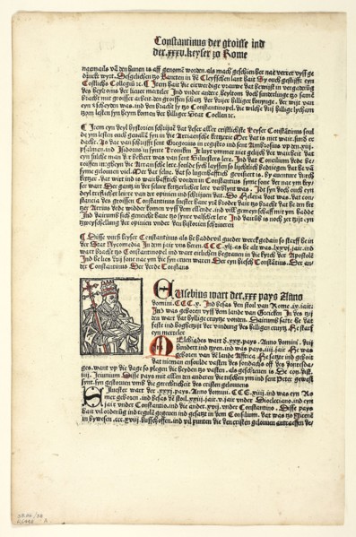 Pope Miltiades (recto) and Saint Gereon’s Basilica (verso) from Koelner Chronik (Cologne