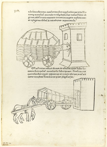 Battering Rams from De re militari (Concerning Military Matters), Plate 45 from Woodcuts from Books