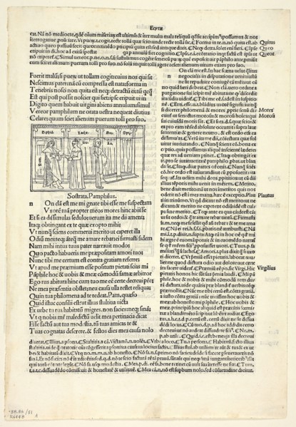 Sostrata, Pamphilus (recto) and Laches, Socrates, Pamphilus (verso) from Comoediae (Comedies),
