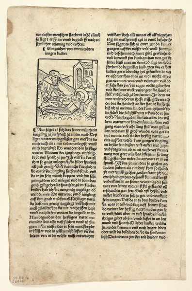 A Token from a Dead Young Brother (recto) and Father Mucius in His Cell (verso) from Altvaeterleben