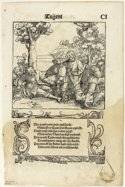 Shem Covering the Nakedness of Noah (recto) and Lot with his Daughters (verso) from Der Teutsch