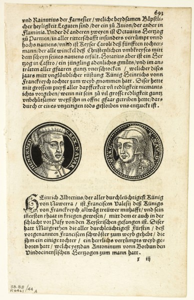Medallion Portraits of Henry and Margaret of Navarre (recto) and Portraits of Barbarossa and of