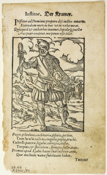 Der Kramer (The Peddler) from De omnibus illiberalibus sive mechanicis artibus by Hartmann