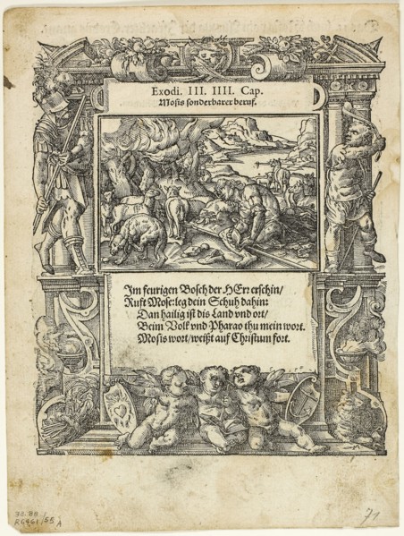 Moses and the Burning Bush (recto) and The Infant Moses Put into the River (verso) from Neue