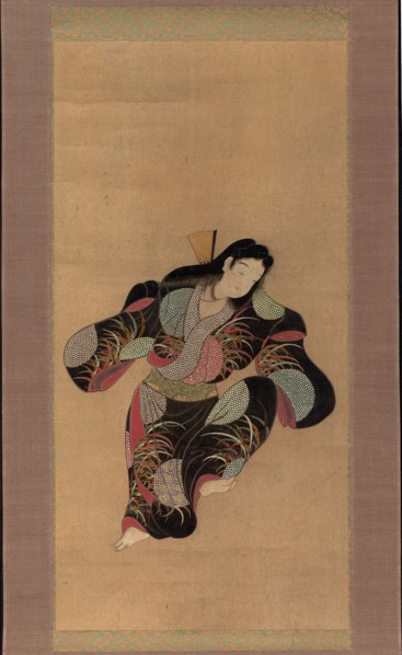 Female Dancer, 1624–44, Japanese, 17th century, Japan, Hanging scroll, ink, color, and gold on