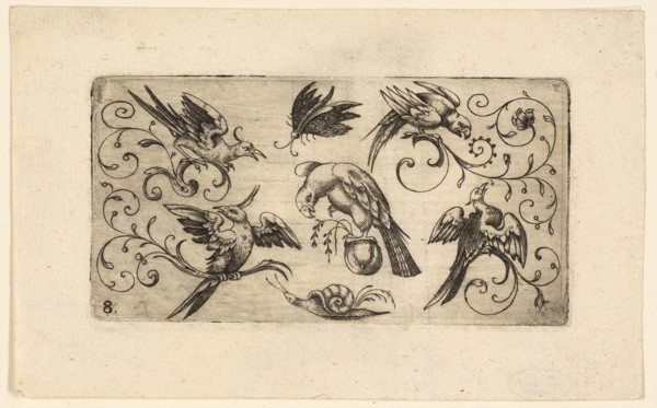 Ornament Panels with Birds: Plate 8, 1617, Adrian Muntink, Dutch, active 1597-1617, Netherlands,