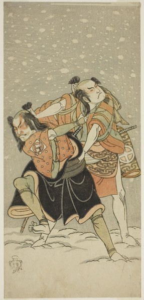 The Actors Otani Hiroji III as Kameo (right), and Sakata Sajuro I as Ario (left), in the Play Hime