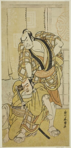 The Actors Nakamura Nakazo I as Tenjiku Tokubei (?) (right) and Bando Kumajuro as the Shopman