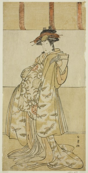 The Actor Yamashita Mangiku I as Kewaizaka no Shosho in the Play Nanakusa Yosooi Soga, Performed at