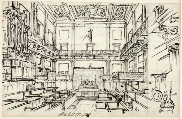 Study for Whitehall Chapel, from Microcosm of London, c. 1809, Augustus Charles Pugin (English,