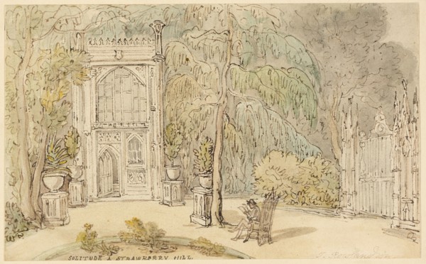 Solitude at Strawberry Hill, c. 1822, Thomas Rowlandson, English, 1756-1827, England, Pen and brown