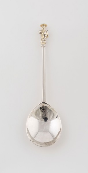 Apostle Spoon: St. Matthias, 1636/37, London, England, London, Silver, figure gilded, 18.6 x 5.2 cm