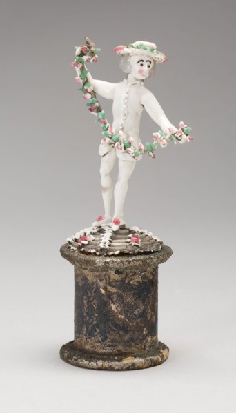 Man Holding a Garland, 1750/99, Nevers, France, Glass, lampwork (verre de Nevers), metal armature,