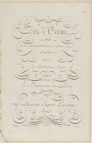 Art of Writing, from Encyclopédie, 1760, Aubin (French, active 18th century), after Charles