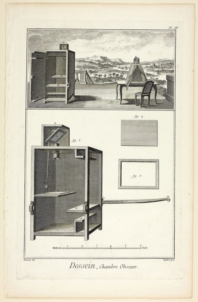 Design: Camera Obscura, from Encyclopédie, 1762/77, A. J. Defehrt (French, active 18th century),