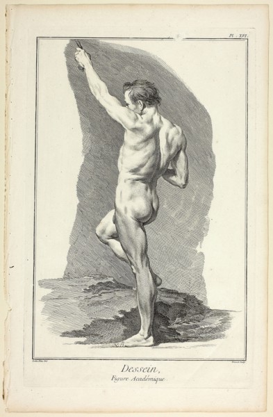 Design: Academic Figure, from Encyclopédie, 1762/77, Benoît-Louis Prévost (French, c. 1735-1809),