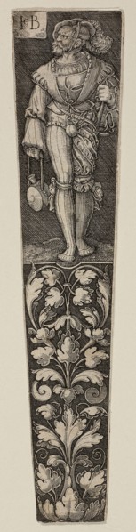 Dagger Sheath with a Landsknecht, 1568/70, Jacob Binck, German, c.1500-1569, Germany, Engraving in