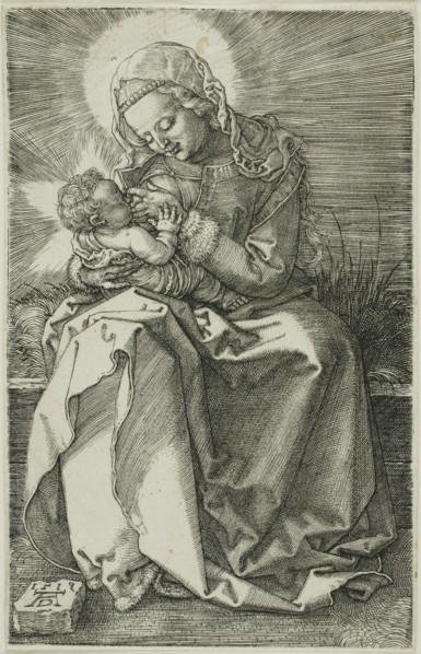 Madonna Nursing, 1519, Albrecht Dürer, German, 1471-1528, Germany, Engraving in black on ivory laid