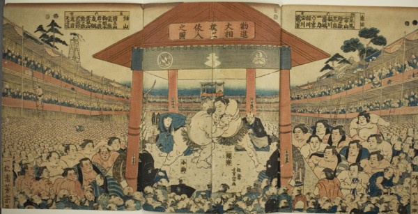 Procession of Wrestlers for a Fundraising Match (Kanjin ozumo dohyo-iri no zu), early 1850s,