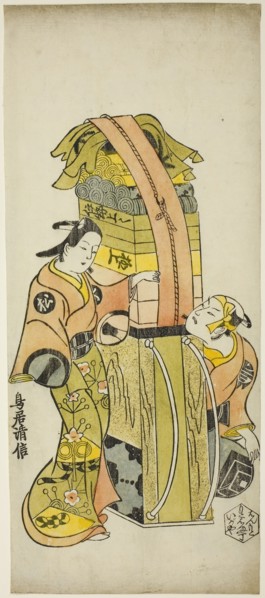The Actors Ichikawa Danjuro II as Kamada Matahachi and Ichikawa Monnosuke I as Hisamatsu in the