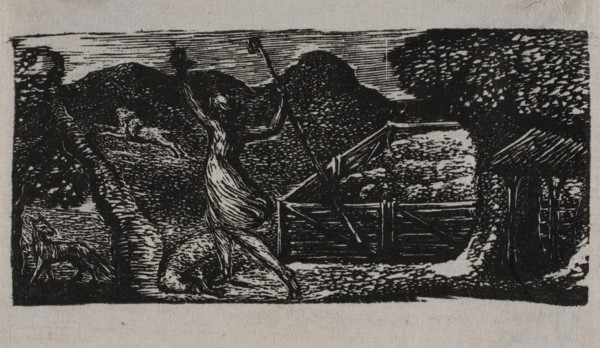Shepherd Chases Away Wolf, from The Pastorals of Virgil, 1821, William Blake, English, 1757-1827,
