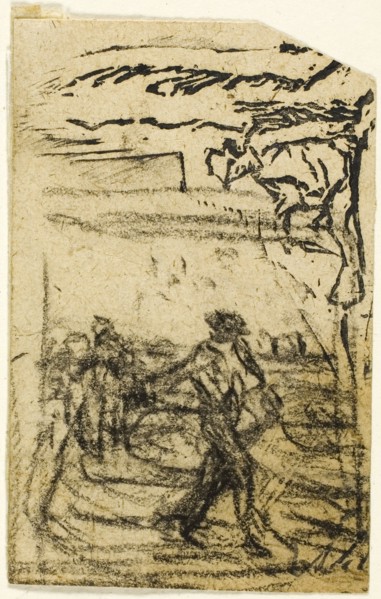 Sketches, Fragment: Peasant Seated at the Foot of a Tree, after 1863, Jean François Millet, French,
