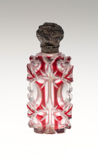 Scent Bottle, c. 1840/50, Bohemia, Czech Republic, Bohemia, Glass, cut and colored with metal