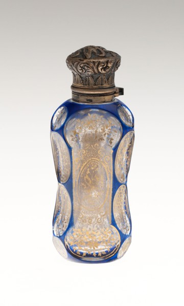 Scent Bottle, c. 1840/50, Bohemia, Czech Republic, Bohemia, Glass, cut and colored with metal