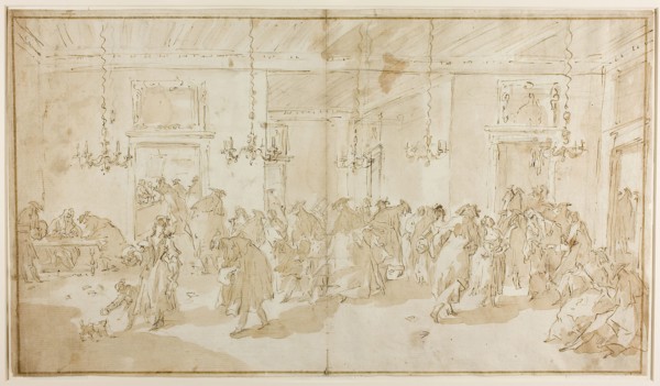 Il Ridotto, 1752/55, Giovanni Antonio Guardi, Italian, 1699-1760, Italy, Pen and brown ink, brush
