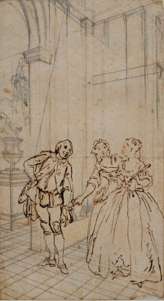 Literary Illustration with Gentleman and Two Ladies in Interior, n.d., Hubert François Gravelot,