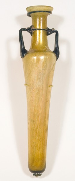 Double-Handled Flask, 4th/5th century AD, Byzantine, Eastern Mediterranean, Syria, Glass, blown