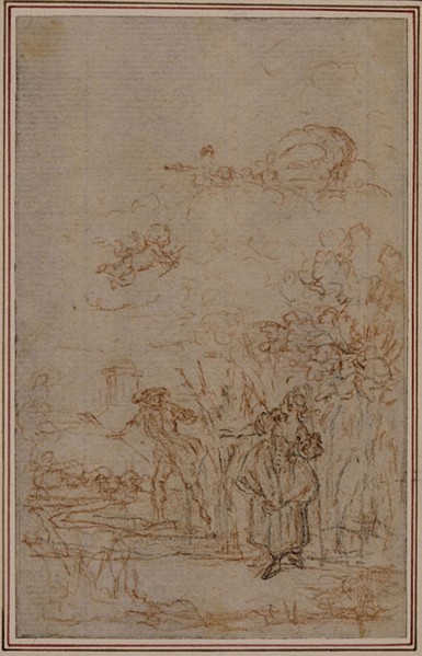 Study for Vignette in Fontenelle’s (attr.) Les Amours de Mirtil, Canto V, c. 1761, Hubert François