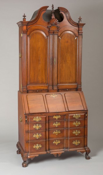 Desk and Bookcase, 1760/70, American, 18th century, Salem, Massachusetts, Salem, Mahogany and white