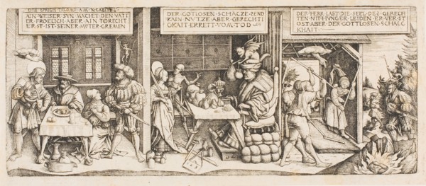 Three Proverbs of King Solomon, n.d., Daniel Hopfer, I, German, 1470-1536, Germany, Etching in