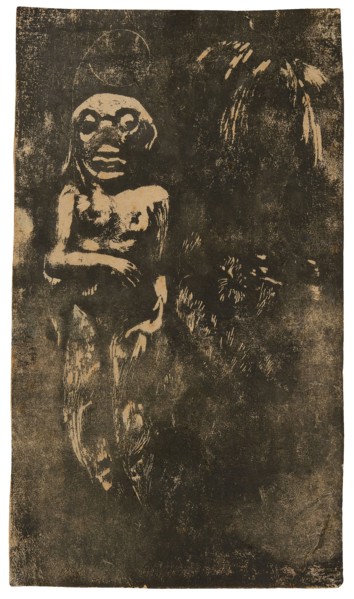 Oviri, 1894, Paul Gauguin, French, 1848-1903, France, Wood-block print in black ink on cream wove