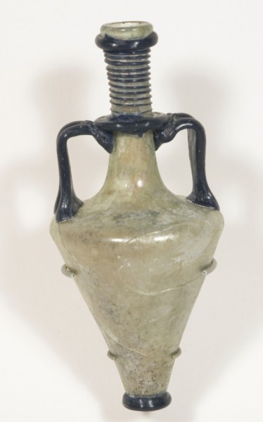 Double-Handled Flask, 4th century AD, Roman, probably Palestine or Syria, Levant, Glass, 19.2 × 8.5