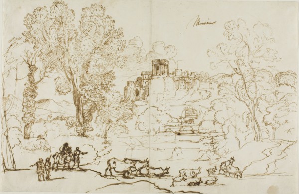 Classical Landscape, Tivoli, 1636, Claude Lorrain, French, 1600-1682, France, Pen and ink on paper,